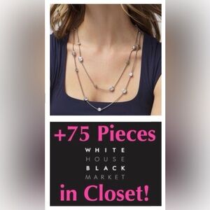 WHBM Silver Clear Branded Silver Necklace